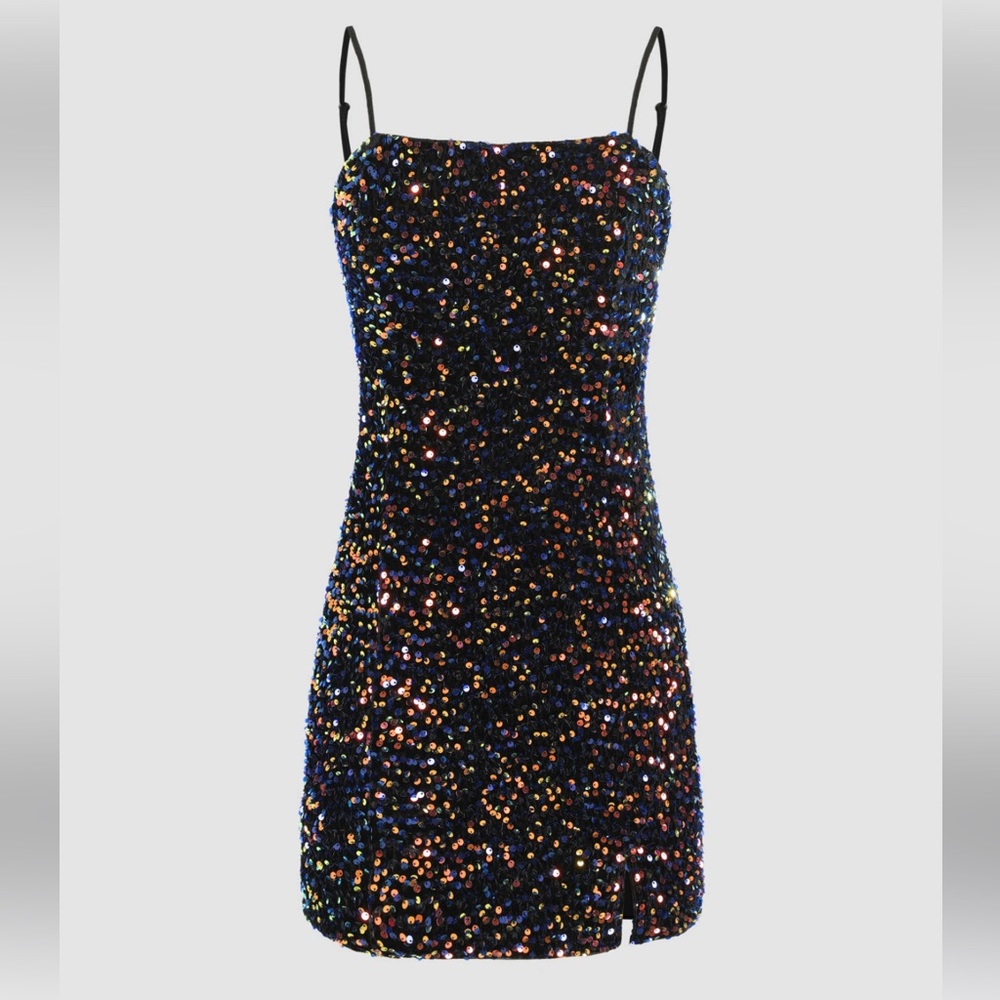 Sequin Cami Split Short Dress